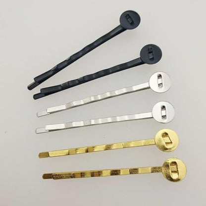50 Pcs Hair Bobby Pins Hair Clips with Blank Round Tray Hair Pins Hairpin Cabochons Bases Hair Styling Pins for DIY Crafts Hair Accessories（Black）