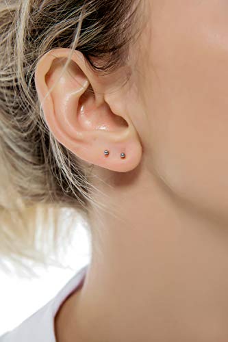 Tornito 10 Pairs Tiny Cartilage Stud Earrings Stainless Steel Small Round CZ Ball Barbell Stud Earrings Tragus Piercing Earring Set for Men Women Screw Flat Back 20G - style: B:10 Pairs,Ball