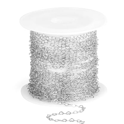 16.5FT Stainless Steel Heart Chain 2.5MM Silver Chain for Jewelry Making | Dainty Heart Link Chains Roll Bulk for Necklace Bracelet Crafts - color: stainless steel color(2.5mm)