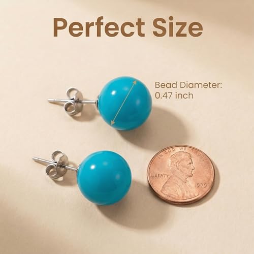 Pearl Stud Earrings Multicolor Shell Beads Pearl Hypoallergenic Stud Earrings Ocean Shell Pearl Jewelry - color: Blue