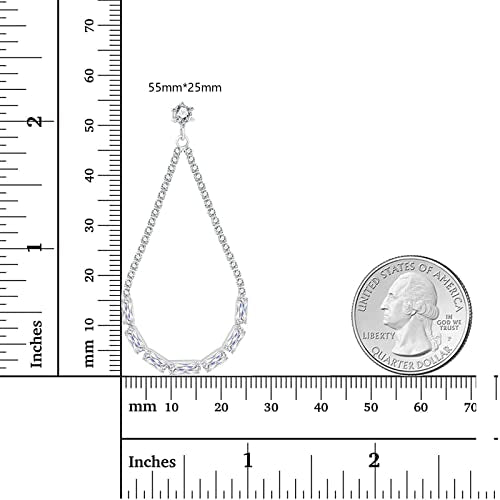 Luxval Rhinestone Earrings Dangling for Women Sparkly Silver Dangle Earrings Girls Long Chandelier Earrings Tassel Lightweight Ear Studs Cubic Zirconia Crystal Statement - color: Silver-Teardrop Earrings