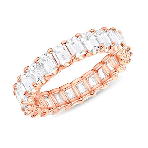 Psiroy 925 Sterling Silver Plated Cubic Zirconia Stacking Band Ring CZ Eternity Wedding Band for Women - color: Rose Gold