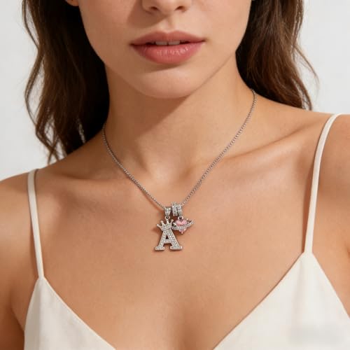 18K Gold & Silver Plated Initial Necklaces for Women - color: A-Silver
