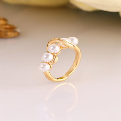 Freshwater Pearl Wrapped Open Ring, 18K Gold Plated Irregular Pearl Ring, Unique Women’s Jewelry, Minimalist Statement Ring