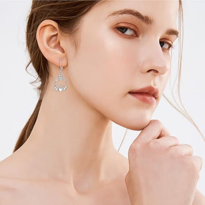S925 Sterling Silver Celtic Knot Earrings for Women Irish Good Luck Drop Dangle Hook Earrings - style: Dangle Leverback - Heart Celtic Claddagh