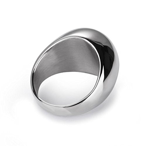JAJAFOOK Stainless Steel Oval Mirror Signet Ring Wedding Band Rings for Men, Comfort Fit