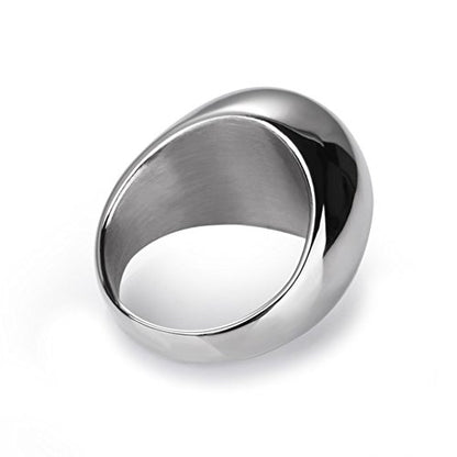 JAJAFOOK Stainless Steel Oval Mirror Signet Ring Wedding Band Rings for Men, Comfort Fit