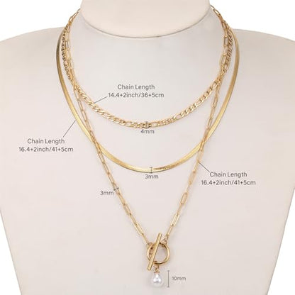 Dainty Pearl Necklace for Women Gold Plated Bridal Wedding Jewelry Trendy Cute Lariat Pearl Pendant Drop Charm Choker Stackable Necklace Gift for Women Mom Sister Daughter - color: E.3pcs