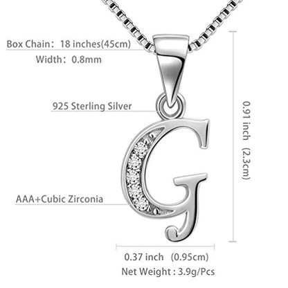 Aurora Tears Letter Necklace Initial 925 Sterling Silver Alphabet Pendant Crystal Name Gift Women Cubic Zirconia Jewelry - color: G
