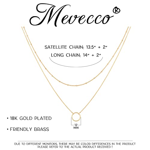 MEVECCO Dainty Pendant Layered Necklaces for Women | 18K Gold Plated Brass, 2-Piece Set With A Choker-Length Upper Layer, Wear Together Or Separately, Refined Everyday Style - style: layer karma