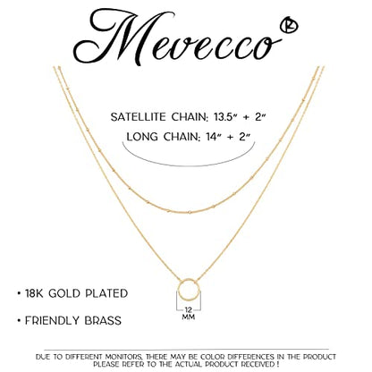 MEVECCO Dainty Pendant Layered Necklaces for Women | 18K Gold Plated Brass, 2-Piece Set With A Choker-Length Upper Layer, Wear Together Or Separately, Refined Everyday Style - style: layer karma