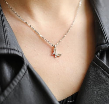 Silver Necklaces for Women Teens, Best Friend Necklace Sister Daughter Gift | Horseshoe Butterfly Swan Wave Evil Eye Necklace Graduation Chritmas Birthday Gifts for Women, Stainless Steel - style: Butterfly