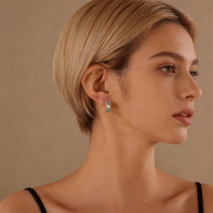 Turquoise Hoop Earrings for Women/Men 18K Real Gold Plated Cubic Zirconia Hoop Earrings Hypoallergenic Cartilage Ear Jewelry - color: Butterfly