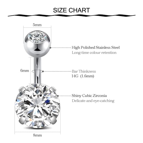 VCMART Belly Button Ring Short Bar Belly Ring Short Belly Button Rings Surgical Steel 6mm Belly Rings for Women Small Belly Button Piercing Navel Rings Piercing Jewelry - color: E -silver