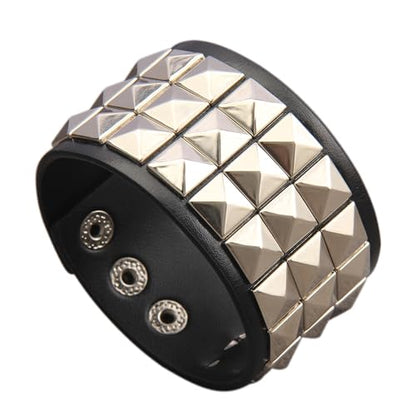 GelConnie Leather Cuff Bracelet Punk Braided Bracelets Rock Leather Wristbands Faux Mens Leather Bracelet Gothic Viking Bangle Adjustable Wrap Bracelet for Women,Men - color: Cuff Leather Bracelet
