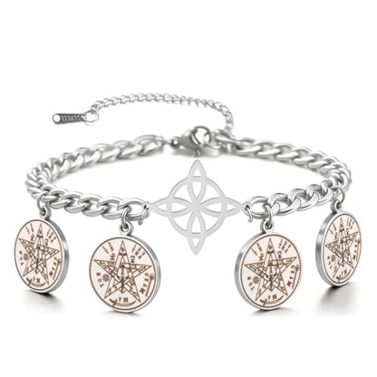 Dreamtimes Witches Knot Bracelet Tetragrammaton Pentagram Bracelet Stainless Steel Celtic Knot Bracelets for Women Men Protection Jewelry Witch Amulet and Talisman - style: Style 2