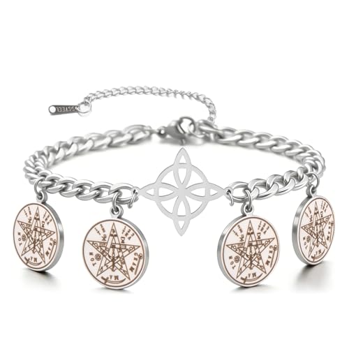 Dreamtimes Witches Knot Bracelet Tetragrammaton Pentagram Bracelet Stainless Steel Celtic Knot Bracelets for Women Men Protection Jewelry Witch Amulet and Talisman - style: Style 2