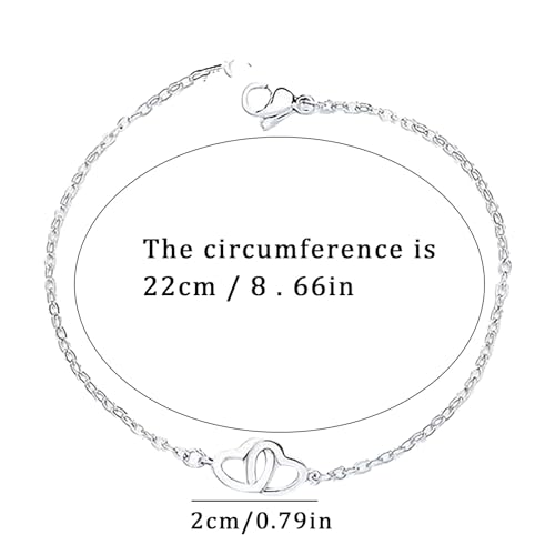 925 Sterling Silver Bracelets for Women Adjustable Love Heart Charm Chain Bracelets Fashion Jewelry Valentine's Day Gifts for Your Lover - color: 4-Sliver