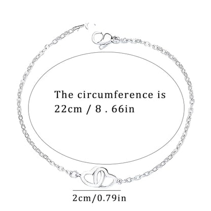 925 Sterling Silver Bracelets for Women Adjustable Love Heart Charm Chain Bracelets Fashion Jewelry Valentine's Day Gifts for Your Lover - color: 4-Sliver