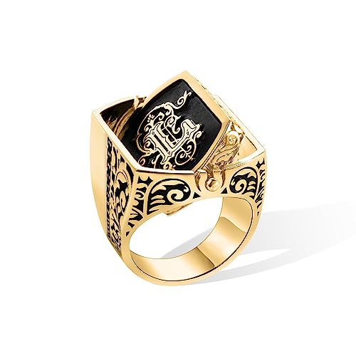 NICEDREAM Double Initial Flip Ring - Custom Monogram Signet Ring for Him - Father's Day Gift - color: Gold
