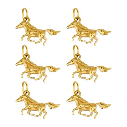 PH PandaHall 6pcs 18K Gold Plated Horse Charms Pendant, 304 Stainless Steel Horse Shape Pendant with Single Circle Good Luck Horse Charm for DIY Crafts Brecelets Necklace keychain Jewelry Making
