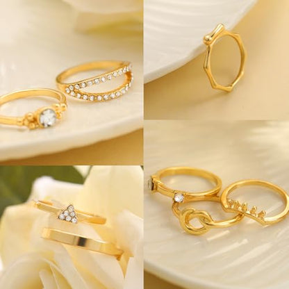 FAXHION 24-60 Pcs Gold Stackable Rings for Women, Knuckle Rings Chunky Gold Ring Set Dainty Stacking Cute Rings, Multiple Sizes Cute Jewelry Set Gift - style: Gold-30 pcs
