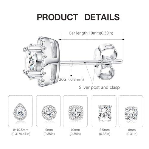 5 Pairs Cubic Zirconia Sterling Silver Stud Earrings for Women,14K Small Gold Plated Tiny Stud Earrings Set for Multiple Piercing Cartilage Hypoallergenic Earrings For Men