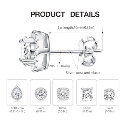 5 Pairs Cubic Zirconia Sterling Silver Stud Earrings for Women,14K Small Gold Plated Tiny Stud Earrings Set for Multiple Piercing Cartilage Hypoallergenic Earrings For Men