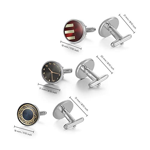 wynameleri Cufflinks Set 6 Pairs for Men, Business Formal Shirts Buttons Cuff Link Packed in Case - color: T0206010