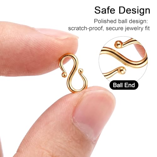 20PCS Stainless Steel Necklace and Bracelet Clasp Kit Gold Plating Clasps and Closures Connectors for Jewelry Making, No Tarnish DIY Crafts(0.5“ & 0.4”)
