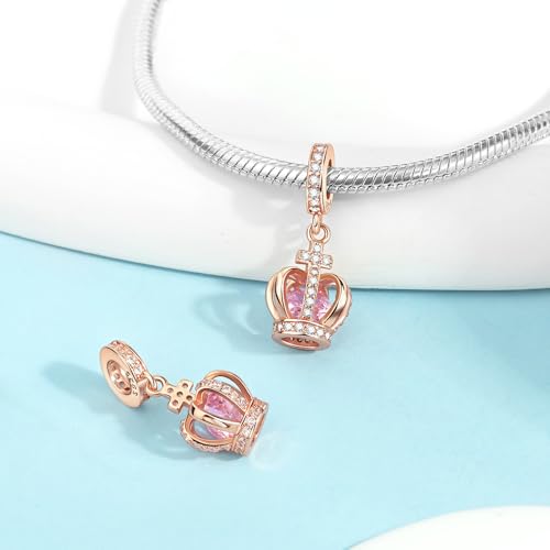 Charm for Bracelets and Necklaces Heart Cat Flower Boy 925 Sterling Silver Bead Birthday Jewelry Gift for Women - color: Crown Charm