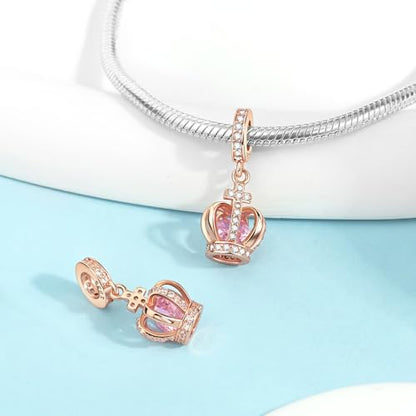 Charm for Bracelets and Necklaces Heart Cat Flower Boy 925 Sterling Silver Bead Birthday Jewelry Gift for Women - color: Crown Charm