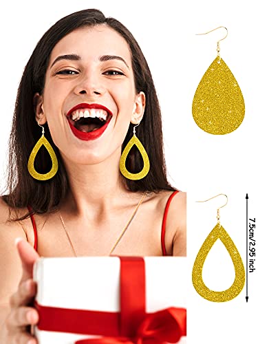 Hicarer 4 Pcs Jewelry Sets for Women Glitter Necklace and Earring Set Multi Layer Bracelet Costume Jewelry Sets for Bridal Shower Wedding - color: Yellow