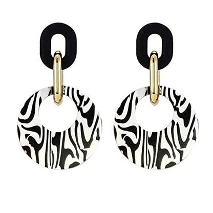 ONLYJUMP Exaggerated Geometry Earrings Acrylic Round Square Triangle Heart Dangle Earrings for Women Multilayer Bohemia Earrings Classic Retro Minimalist Earrings Statement Jewelry - color: Milk Acrylic