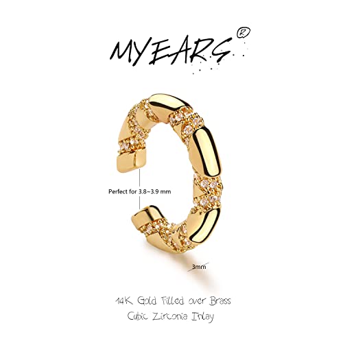 Women Ear Cuff Earring Gold Non Pierced Ear Cartilage Clip on Wrap Hoop 14K Gold Filled Tiny Boho Beach Simple Minimalist Delicate Handmade Hypoallergenic Jewelry Gift-Sold as Single/Pair - style: Tube B
