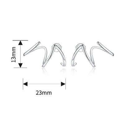 925 Sterling Silver Double Illusion Claw Trendy Stud Earrings for Women - color: Simple Line Earrings