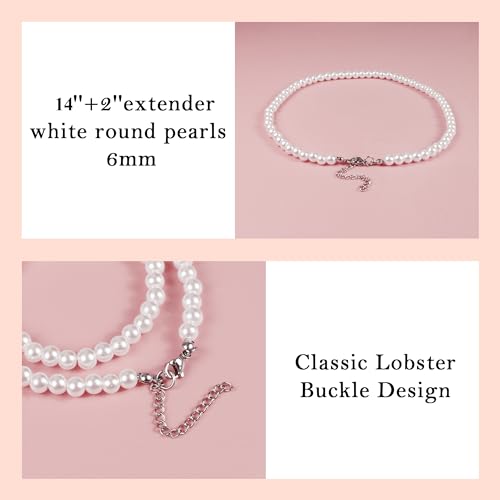 Trinckle Pearl Necklaces for Women, Pearl Choker Dainty Pendant Necklace | White Pendant Choker for Teen Girls, Layered Daisy Jewelry, Wedding Strands for Bride Bridesmaids as Beach Summer Accessories - style: White necklace