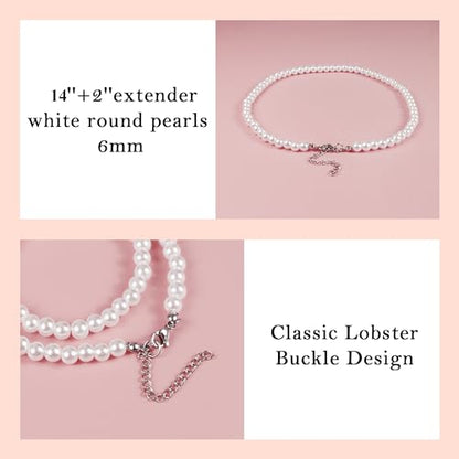 Trinckle Pearl Necklaces for Women, Pearl Choker Dainty Pendant Necklace | White Pendant Choker for Teen Girls, Layered Daisy Jewelry, Wedding Strands for Bride Bridesmaids as Beach Summer Accessories - style: White necklace