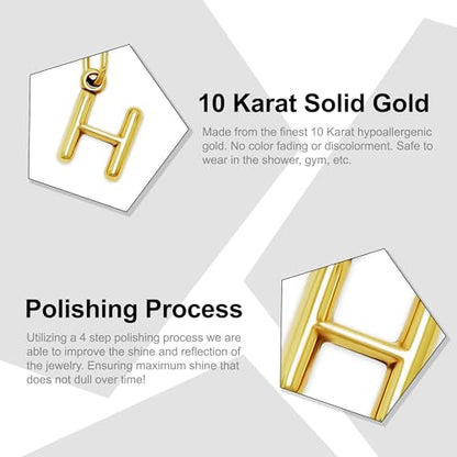 Gold Puffed Initial Letter Charm - 10 Karat Gold - 3D Bubble Letter Pendant - style: Letter h