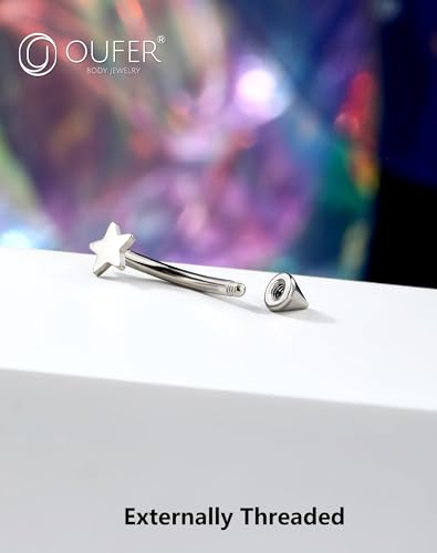 OUFER Rook Piercing Jewelry, G23 Solid Titanium Eyebrow Rings, Heart Vertical Labret Lip Jewelry, 16G Curved Barbells, Daith Rook Earrings for Women Men - color: Silver 3pack, size: 16G 8mm