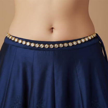I Jewels Gold Plated Indian Wedding Bollywood Kundan Stone Design Adjustable Kamarband/Belly Chain/Kandora/Waist Belt for Women (B078W)