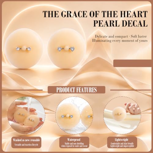 Pacify 2 Pairs Pierced Nipple Pasties | Adhesive Silicone Nipple Covers with Piercing, Reusable Pasties with Fake Nipple Rings for Women - color: B: Square+love Zirconia