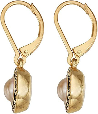 Handmade Sterling Silver Boho Crystal Dangle Leverback Earrings For Women - color: Gold