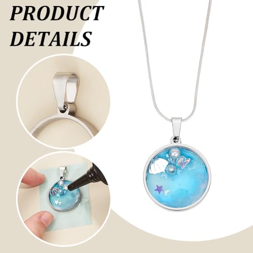 UNICRAFTALE Round Open Back Bezel Pendants Stainless Steel Ring Frame Pendants Geometric Blanks Charms Hollow Frame Pendant Cabochon Settings for Earrings Necklace Bracelet Jewelry Making - color: Stainless Steel Color