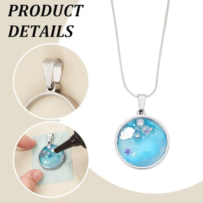 UNICRAFTALE Round Open Back Bezel Pendants Stainless Steel Ring Frame Pendants Geometric Blanks Charms Hollow Frame Pendant Cabochon Settings for Earrings Necklace Bracelet Jewelry Making - color: Stainless Steel Color