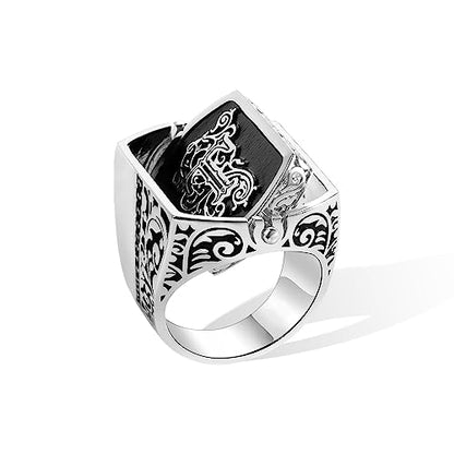 NICEDREAM Double Initial Flip Ring - Custom Monogram Signet Ring for Him - Father's Day Gift - color: Silver