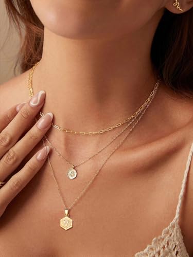 FOCALOOK Womens Chain Necklace, 1/1.4/2mm Thin Cable Link Necklace Chain | Hypoallergenic 316L Stainless Steel, Non Tarnish, Sturdy Chain for Pendants, 14K Gold Plated/Silver/Rose Gold/Black, 14-30" - color: 1mm 14K Gold Plated, size: 14 Inch