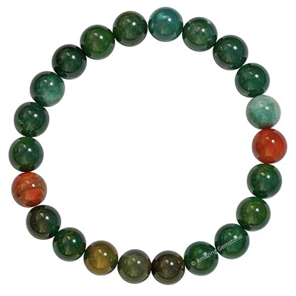 Amazing Gemstone Bloodstone Crystal Bracelet for Women Men's Gifts - Protection Healing Crystal Bracelet - 8mm Gemstone Beaded Stretchable Bracelet Pulseras Para Hombres Mujer Stocking Stuffers Mothers Day Gift - color: Bloodstone