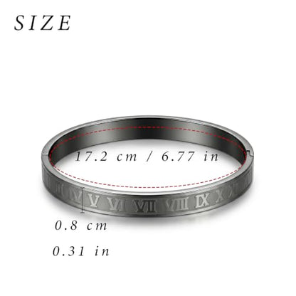 4/6/8mm Numeral Bangle Stainless Steel Engraved Unisex Bracelet Inspirational Gifts for Her - color: Black, size: 8mm