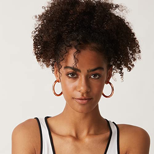 PAVOI Chunky Gold Hoop Earrings for Women, Lightweight 14K Gold Plated | Gold Hoops, Gold Plated Earrings, Womens Earrings, 14K Gold Hoop Earrings - color: Rose Gold, size: 40 MM